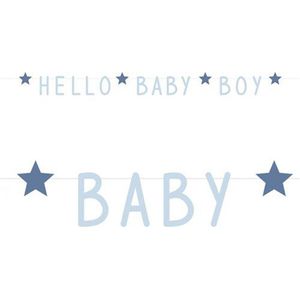 Letterslinger - Geboorte slinger - Geboorte jongen -  Hello baby boy - 1 meter karton - blauw