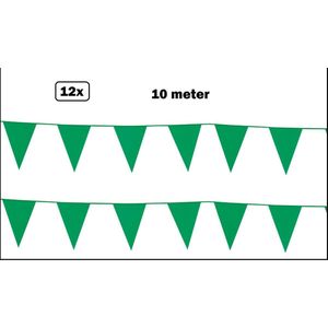 12x Vlaggenlijn groen 10 meter - 1 kleur - vlaglijn festival feest party verjaardag thema feest kleur