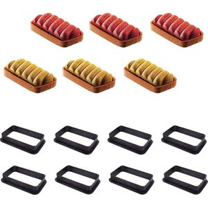 Bakringen Taartring 8 Stuks Vierkant Dessert Taartring Plastic Mousse Cirkelring Taart Geperforeerde Ring Non-stick Ronde Vorm Mousse Quiche