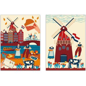 Set van 2 Nederlandse vintage kaarten - Leuke Post - Postcrossing - Dutch - Holland - Nederland - Ansichtkaarten