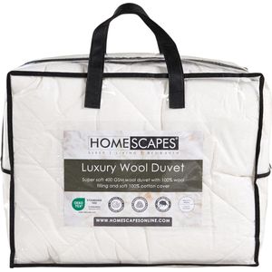 Homescapes - Schapenwollen deken 150x200 cm - Zwaar dekbed herfst/winter met wollen vulling