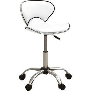 vidaXL Salonkruk - Kunstleer - Wit - Verstelbaar Salon Fauteuil - Werkkruk - Bureaustoel - Stoel - Witte Stoel