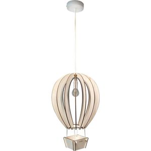Houten hanglamp kinderkamer | Luchtballon - blank | toddie.nl