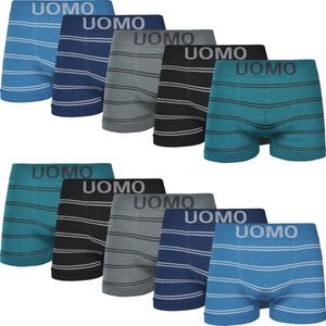 Microfiber Boxershorts Heren - 10-Pack - Uomo - Naadloos - Effen - Strepen - Mix - Maat XL/XXL