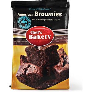 American Brownies Chef's Bakery MIX 800 gram 2x Grote Zakken (totaal 1600 gram) Chocolade Cake