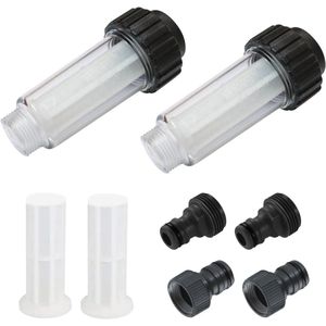 Water Pre-Filter Garden Hose Set - 2pcs 3/4 Inch with 4 Filter Cartridge & 2 Quick Couplings for Pressure Washer Garden Pump Garden Irrigation Motorhome