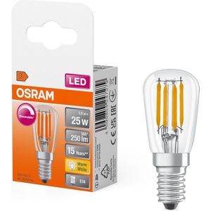 OSRAM LED Speciale LED-lamp in druppelvorm, helder, veelkleurig, 2,8 W, 250 lm, 2700 K voor warm wit licht, E14 fitting, 26 mm diameter, EEK F, dimbaar.