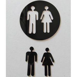 Toilet Sticker Set - Heren en Dames - Wc bordje - Deur - Man Vrouw - sticker - Zwart