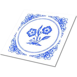 Tulup PVC Tegels - Bloem Azulejos Vinyl Tegels - 30 cm x 30 cm - Blauw Vloer Tegels PVC - 9 stuks - Vinyl Vloer Tegels - Mozaïek Plaktegels - Zelfklevende PVC Tegels - Plaktegels keuken en Badkamer