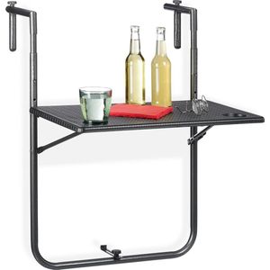 hangtafel balkon - inklapbaar - hangend - verstelbaar - 59,5 x 36 cm - rotan look