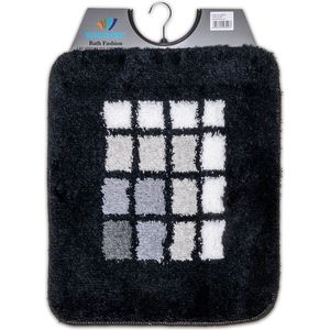 Wicotex - Bidetmat - WC mat - Toiletmat Zwart met witte blokjes - Antislip onderkant - Afmeting 50x60cm