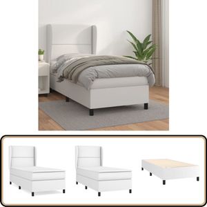 vidaXL Boxspring - Kunstleer - Wit - 90x190 cm Boxspringbed - Bed Frame - Boxspring - Slaapkamer Meubels - Leder Look
