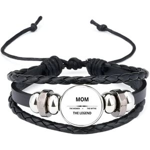 Akyol - mom the woman the mythe the legend armband zwart - Mama - de legendarische moeder - moeder cadeautjes - moederdag - verjaardag - geschenk - kado - moeder artikelen