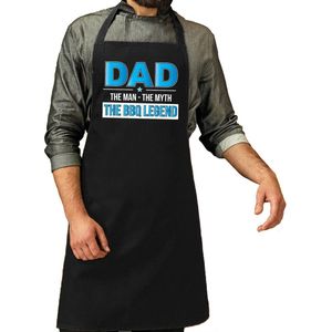 Dad the bbq legend cadeau katoenen schort zwart heren