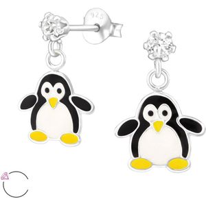 Princess Oorbellen Pinguin - 925 Zilver E-Coating - Dier - 11x16mm