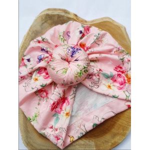 Haarband-tulband-mutsje-bloemen-5 kleuren/Roze