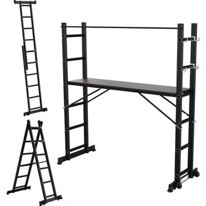 Kamersteiger Multifunctionele 2x6 - A- Ladder - Werkhoogte 1.1 meter Zwart
