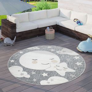 Paco Home Vloerkleed Kinderkamer Outdoor Vloerkleed Rond Speelvloerkleed Jongens Meisjes 120 cm Rund