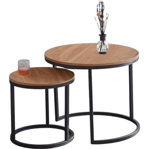 ZCNR® - Salon Tafel - Bijzettafel Rond - 2 Stuks - L60 x B60 x H 44.5cm (Groot) & L40 x B40 x H 34.5 cm (Klein)