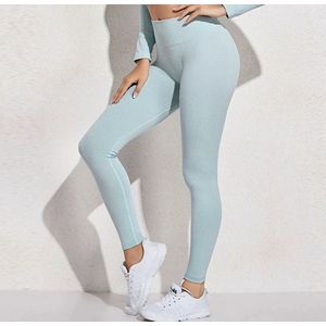 LIGHT RIBBED GYM LEGGING - Maat L - Lichtblauw/groen - Zeeblauw/Zeegroen - Fitness legging - Fitness outfit - Gymoutfit - Sportlegging - Sportoutfit - Sportkleding - Yogalegging