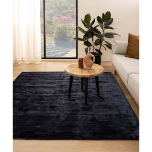 Viscose vloerkleed vierkant - Pearl marineblauw 300x300 cm