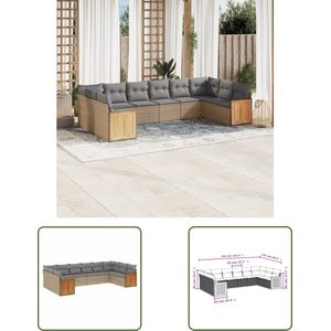 The Living Store Loungeset - PE-rattan - Modulair Design - UV-bestendig - Afneembare Hoezen - 62 x 62 x 69 cm