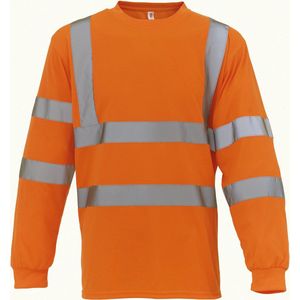 T-shirt Unisex XL Yoko Ronde hals Lange mouw Hi Vis Orange 100% Polyester