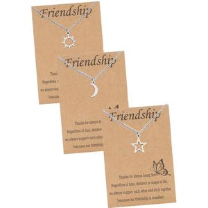 Bixorp Friends BFF Ketting voor 3 met Zilverkleurige Zon, Maan & Ster - Vriendschapsketting Meisjes - Best Friends Vriendschap Cadeau voor Drie