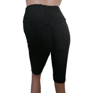 Dames - Korte Legging - TikTok Legging Shorts - Anti Cellulite - Korte Sportlegging Dames - Squat Proof Legging - Yoga Pants - TikTok Kleding - Comfortabel - Honingraat Patroon - Perfect voor de Zomer - Zwart Maat S-M