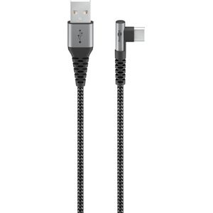 Goobay USB-C haaks (links/rechts) naar USB-A kabel - USB2.0 - tot 3A / nylon - 0,50 meter