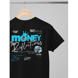 Oversized shirt - Money Reflections - Wurban Wear | T-shirt | Merk kleding | Unisex tshirt | Streetwear | Pump cover | Techno outfit | Merk shirt | Gym shirt | y2k | Techwear | Urban | Grote maten | T-shirt heren | T-shirt dames | Zwart