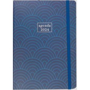 Jaaragenda 2024 | Jaaragenda blauw fantasieprint met harde kaft en leeslint | 7 dagen 2 pagina's | 20,5 x 14,5 cm