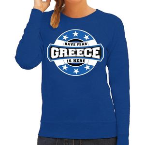 Have fear Greece is here sweater met sterren embleem in de kleuren van de Griekse vlag - blauw - dames - Griekenland supporter / Grieks elftal fan trui / EK / WK / kleding XXL