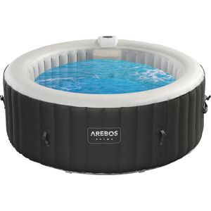 AREBOS Jacuzzi Opblaasbaar - Bubbelbad Voor 4 personen - Hottub Ø 180 cm - met Jacuzzi Accessoires - met LED