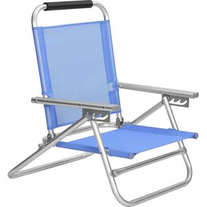 Rootz Strandstoel - Klapstoel - Campingstoel - Verstelbaar - Armleuningen - Ademend - Blauw - Aluminium - Kunstvezel - 57 x 59 x 71 cm