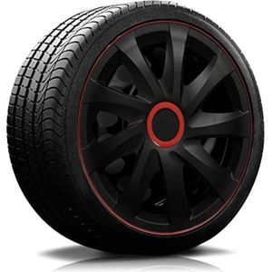NRM wieldoppen set 15"" inch zwart rood wieldop voor wintervelgen