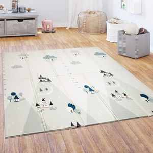 Speelkleed Kruipkleed Kinderen Kleed Opvouwbaar Afwasbaar Omkeerbaar Dier Motief, Maat:180x200 cm, Kleur:Wit