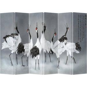 Fine Asianliving Chinees Kamerscherm Oosters Scheidingswand B240xH180cm 6 Panelen Kraanvogels
