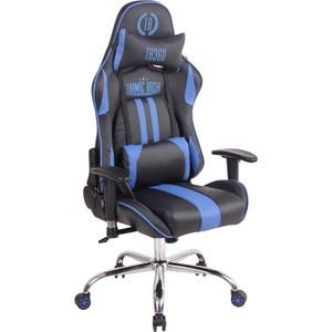 Game stoel - Bureaustoel - Sportief - Massage - Kunstleer - Blauw/zwart - 45x54x138 cm
