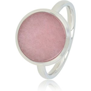 *My Bendel - Ring zilver met ronde grote Rhodonite - Ring goud met 12 mm ronde roze Rhodonite edelsteen - Met luxe cadeauverpakking