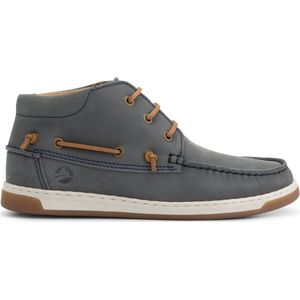 Travelin' Maenporth hoge zomerschoenen dames - leren Mocassins hoog - Veterschoenen vrouwen - blauw leer - Maat 39