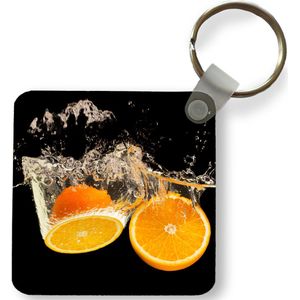Sleutelhanger - Uitdeelcadeautjes - Sinaasappel - Stilleven - Water - Zwart - Fruit - Plastic