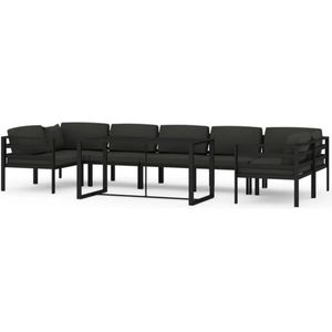 vidaXL - 8-delige - Loungeset - met - kussens - aluminium - antracietkleurig