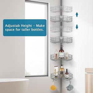 Hoek Doucherek Plank - zonder boren, badkameropbergorganizer voor shampooaccessoires, 44D x 10.8W x 28H centimetres