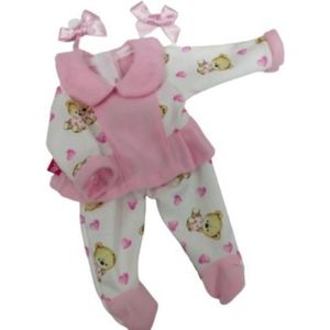 Berjuan Babypopkleding Meisjes Textiel Wit/roze 3-delig