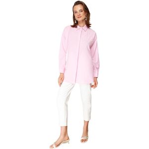 Trendyol Geweven Katoenen Overhemd Met Roze Parelmoer Tctss24Tg00032