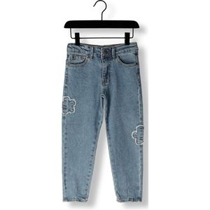 DAILY7 2454 Mom Fit Patch Flower Jeans Meisjes - Broek - Blauw - Maat 116