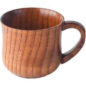Houten Koffie Beker met Handvat - Massief Houten Water- en Theekopje - Trompetvormige Beker voor Keuken en Woonkamer