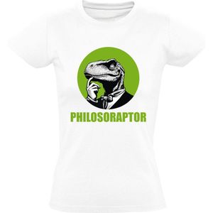 Philosoraptor Dames T-shirt - dinosaurus - filosofie - retro - filosoof - dino - grappig