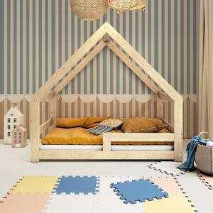 Need Sleep - Montessori Huisbed 140x200 cm – Peuterbed met Valbeveiliging – Symmetrisch – Naturel Hout